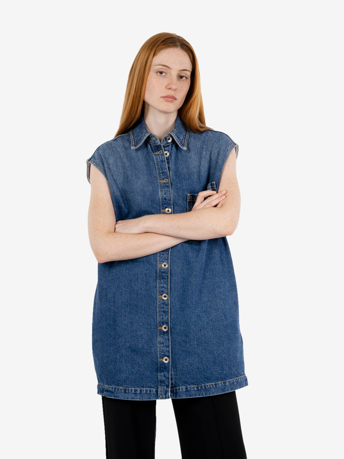 Gilet oversize in denim blu