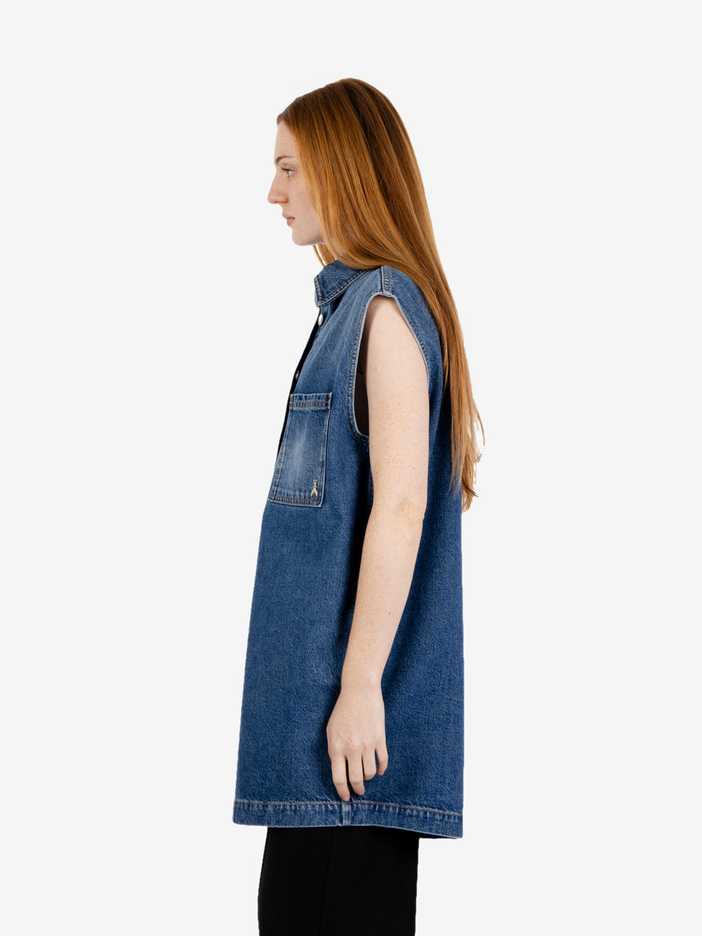 Gilet oversize in denim blu