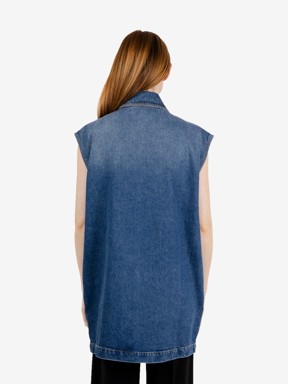 Gilet oversize in denim blu
