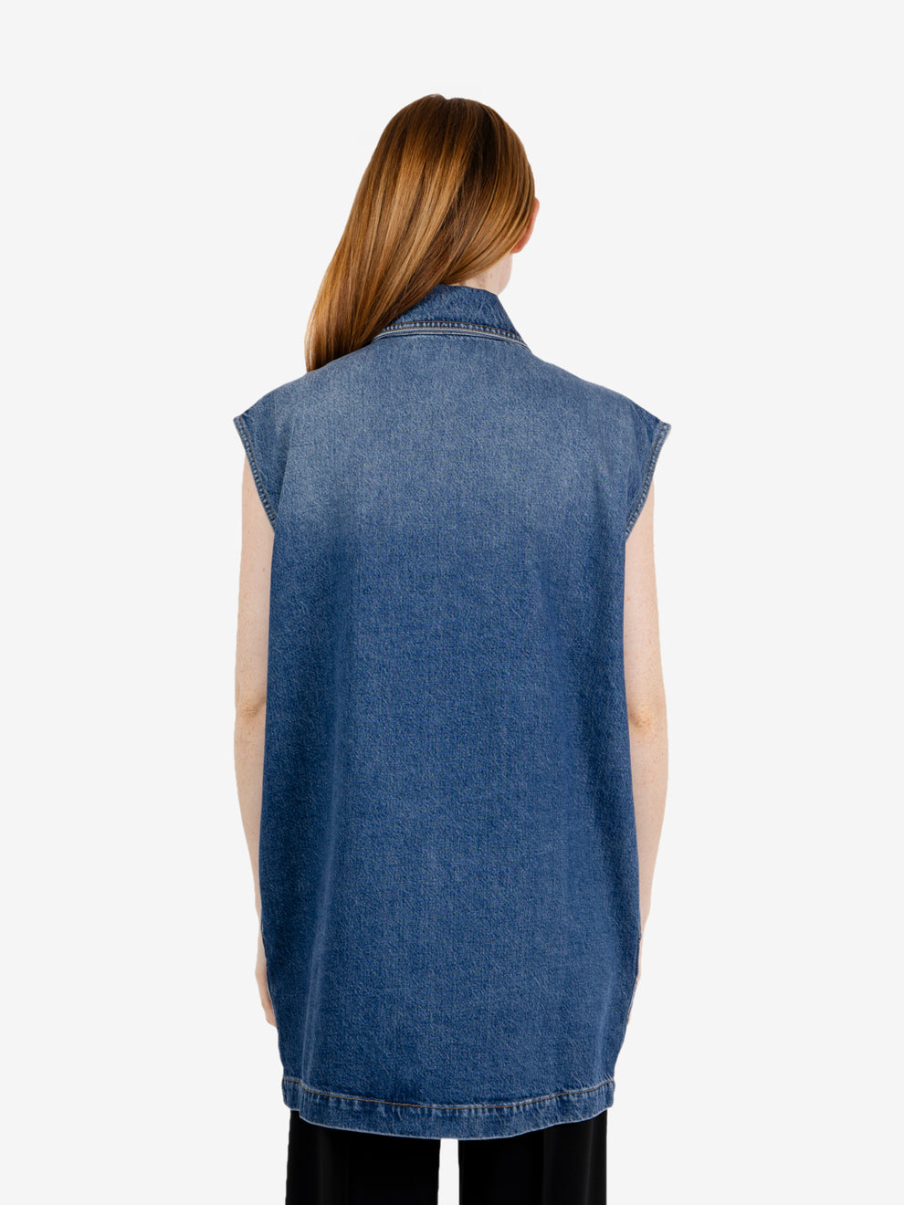 Gilet oversize in denim blu