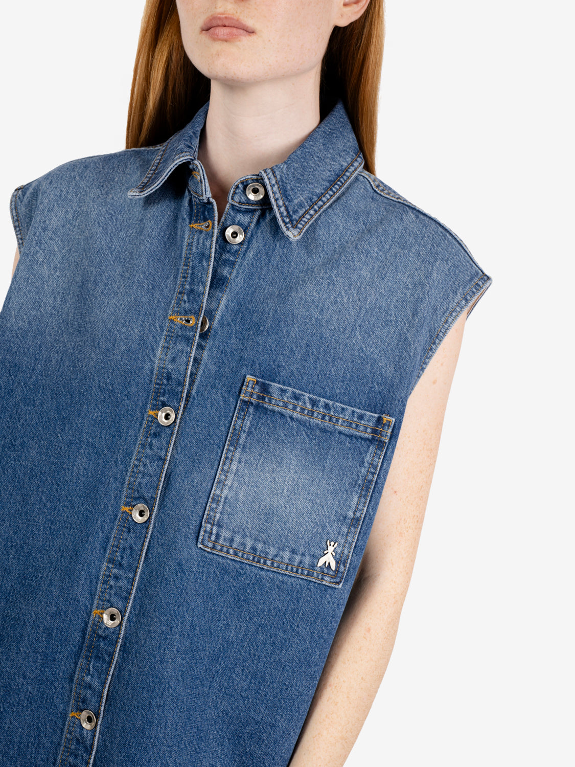 Gilet oversize in denim blu