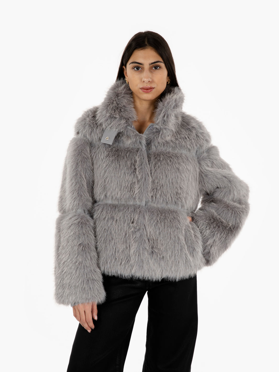Fluffy mystery grey short jacket 