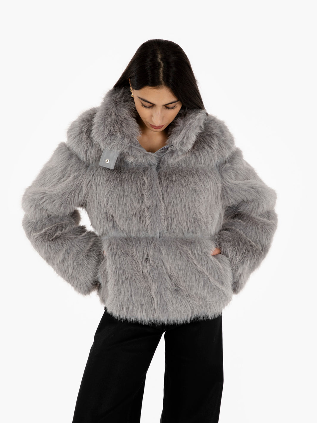 Fluffy mystery grey short jacket 