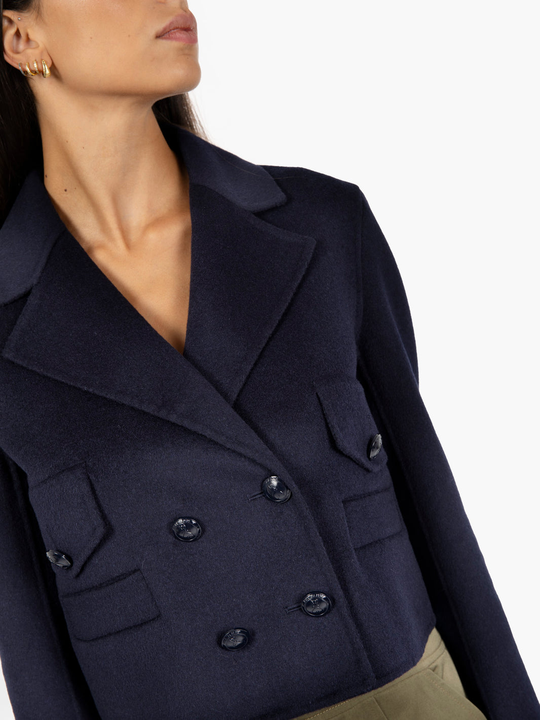 Giubbotto corto in misto lana dark navy