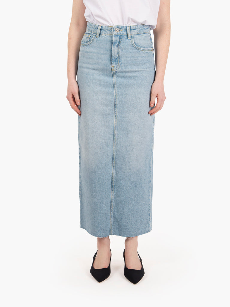 PATRIZIA PEPE - Gonna in jeans midi denim chiaro