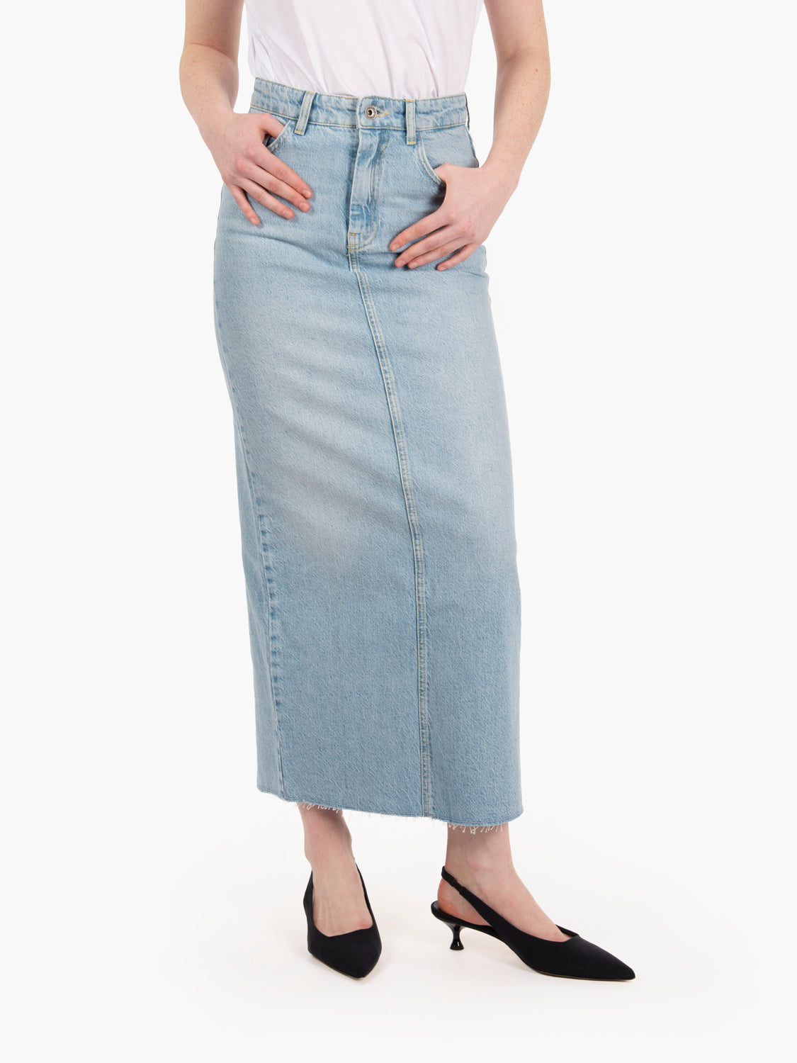 Gonna in jeans midi denim chiaro