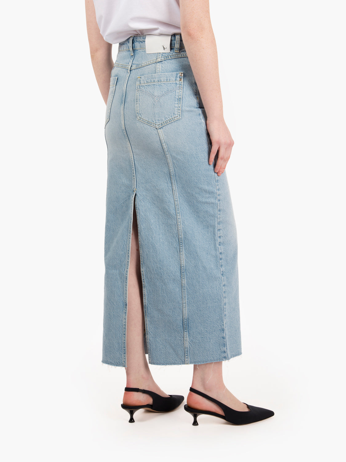 Gonna in jeans midi denim chiaro