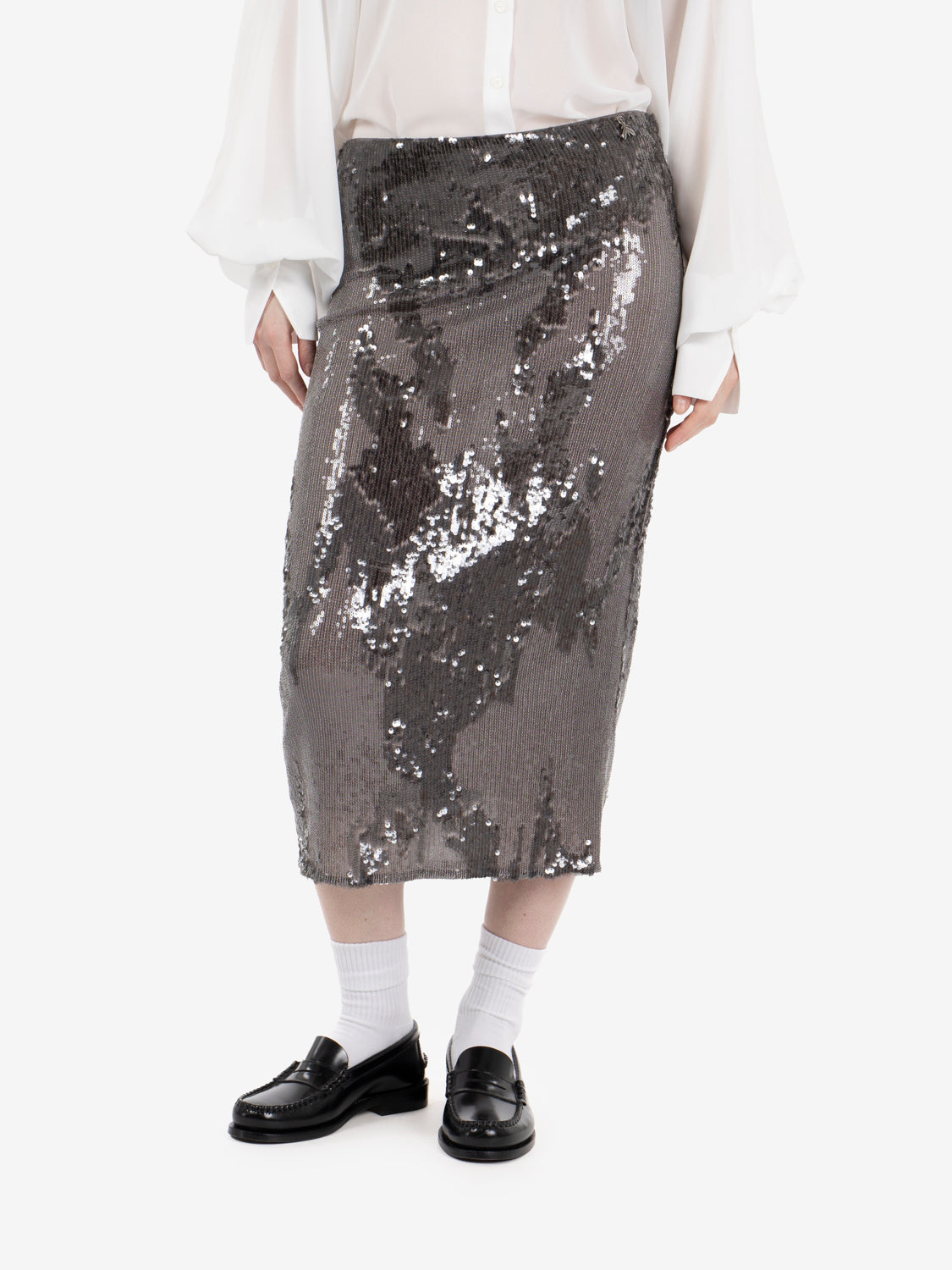 Gonna midi con paillettes gray