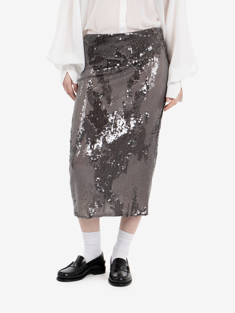 Gonna midi con paillettes gray