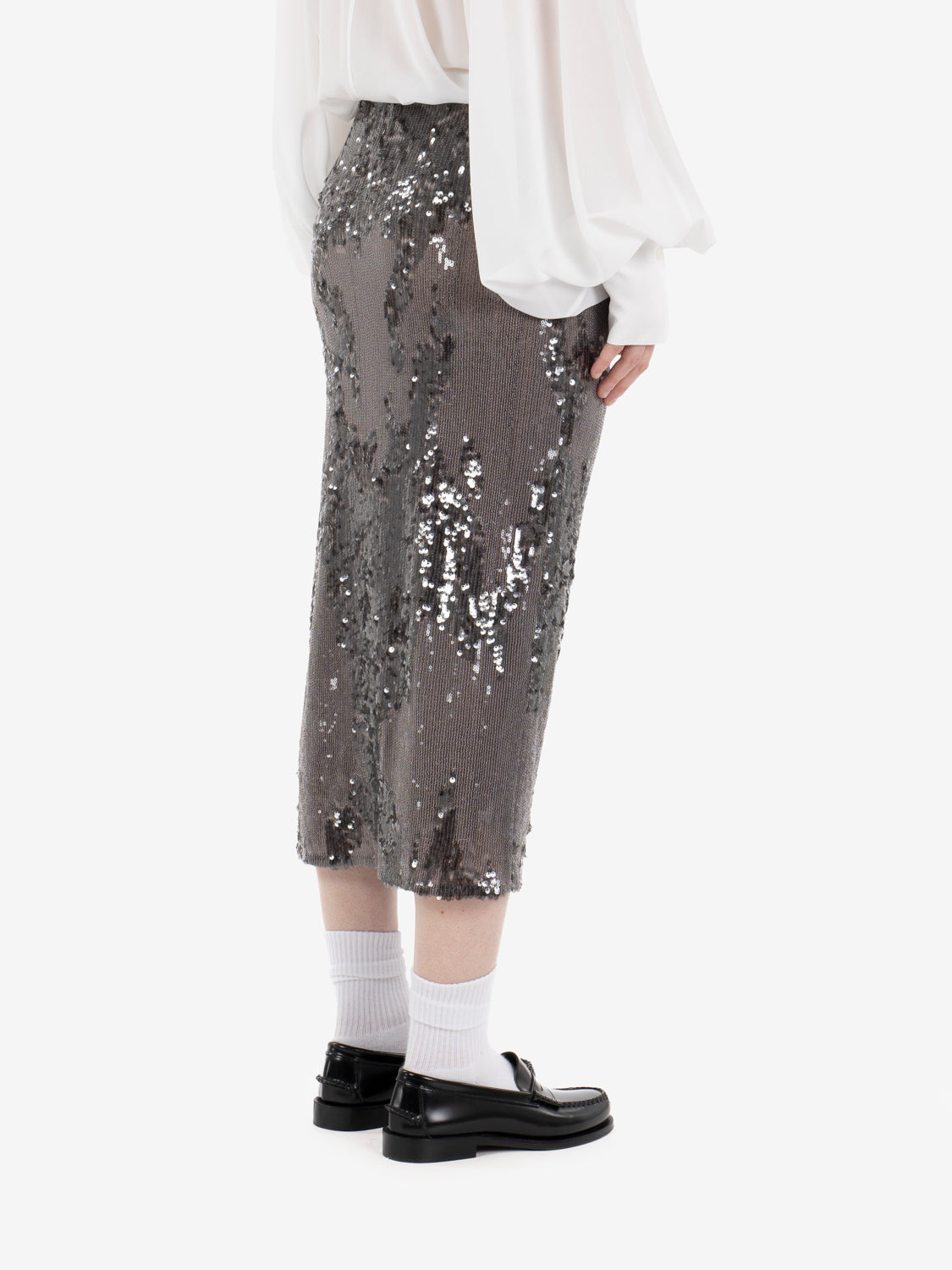 Gonna midi con paillettes gray