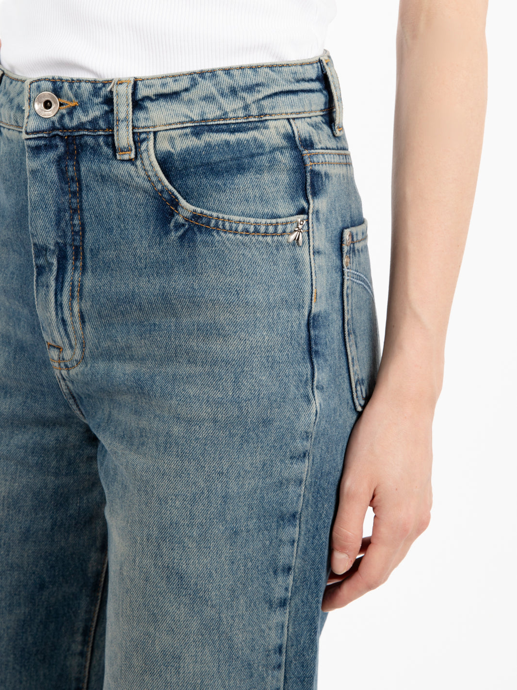 Jeans a vita alta straight fit vintage wash