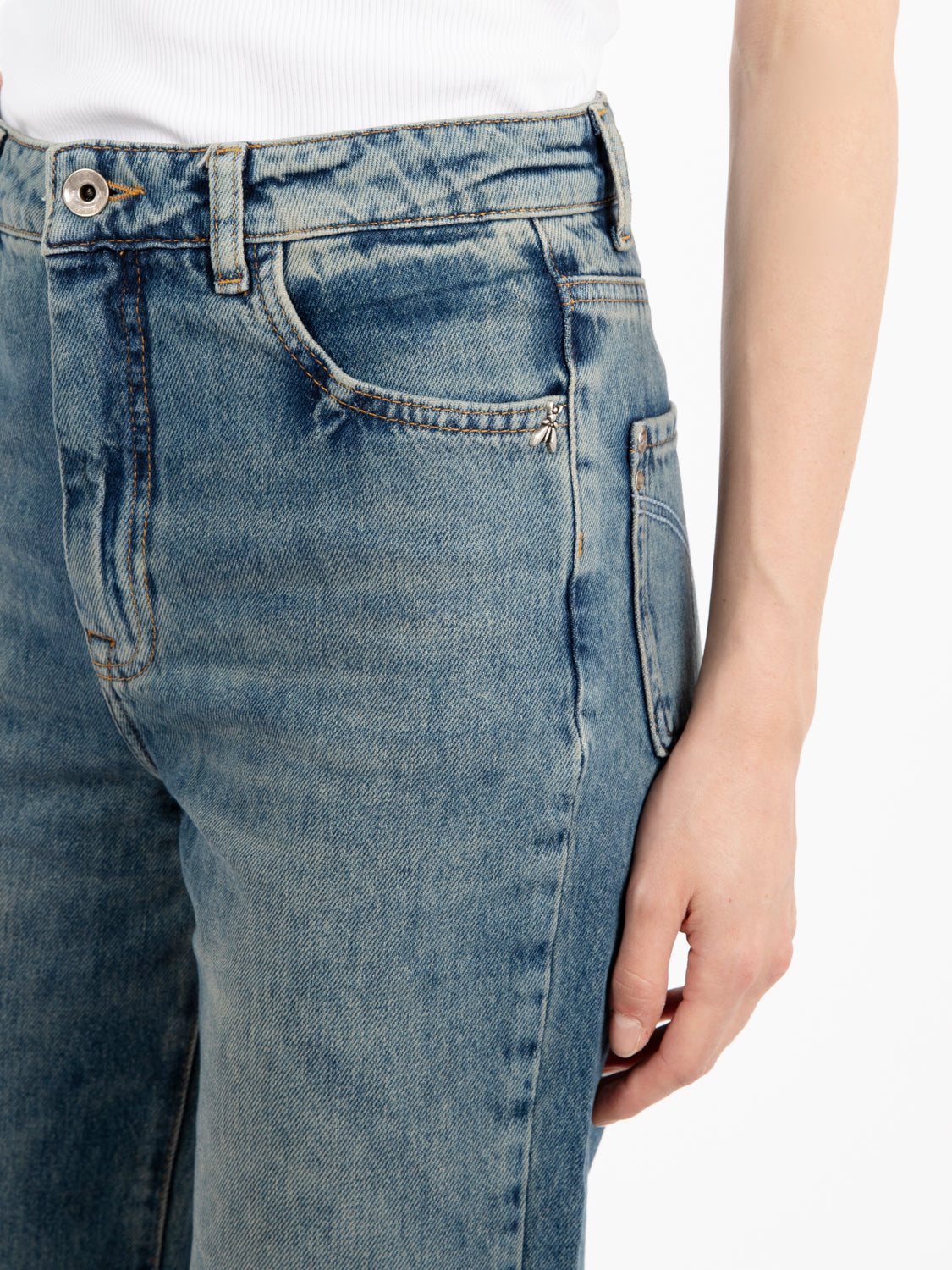 Jeans a vita alta straight fit vintage wash