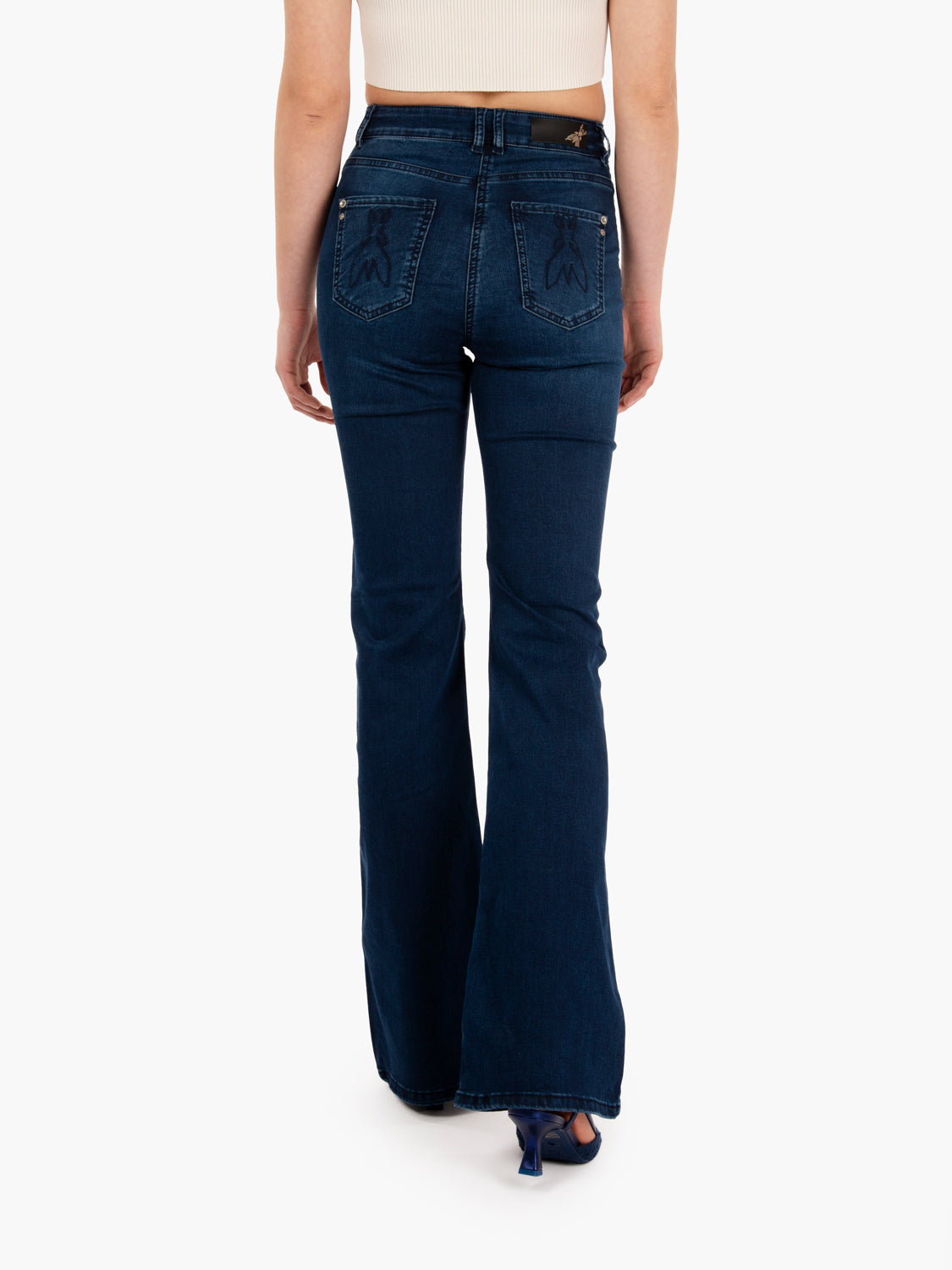 Dark blue wash flared jegging jeans