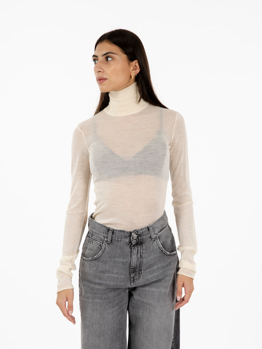 Maglia a collo alto wooly white