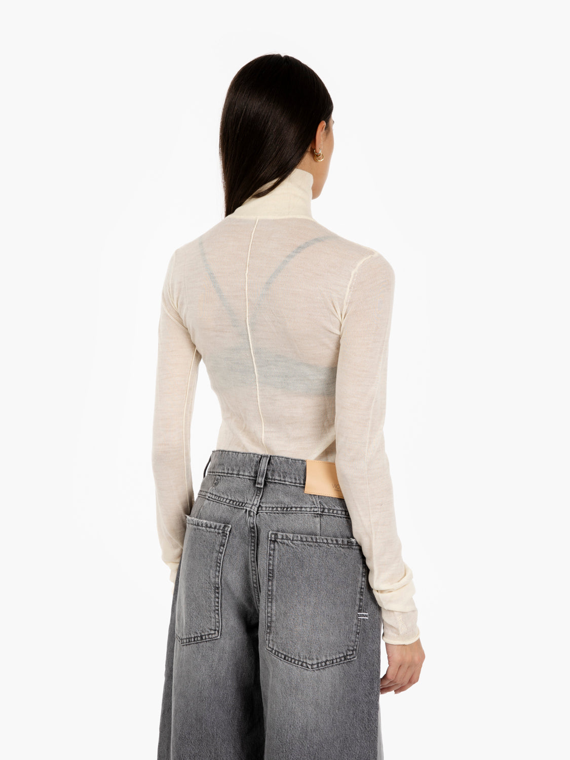 Maglia a collo alto wooly white