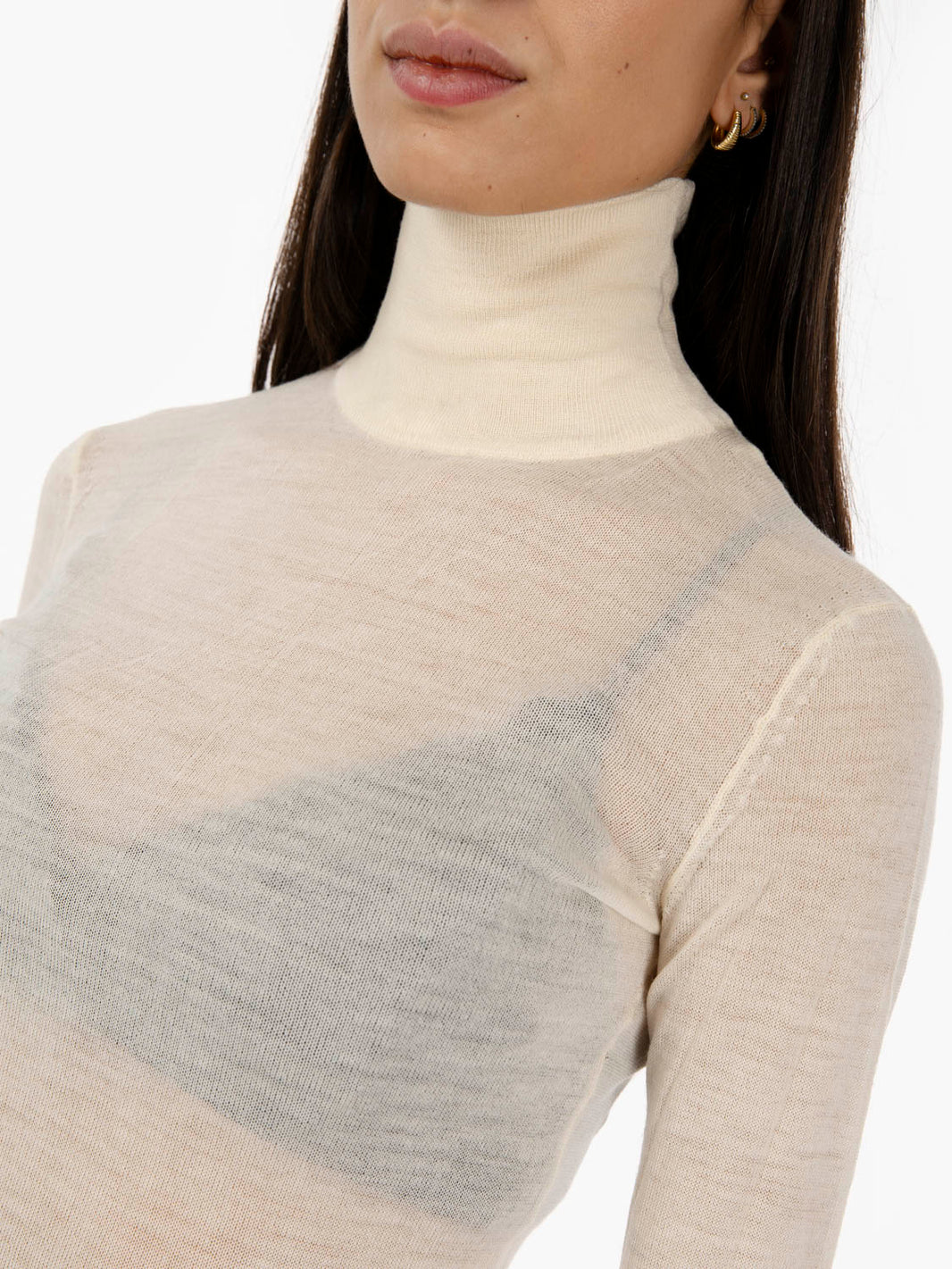 Maglia a collo alto wooly white