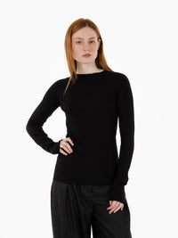 Black wooly ribbed sweater