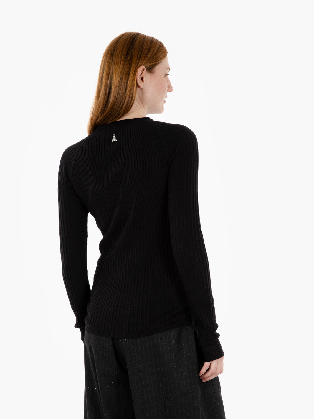 Maglia a coste wooly nero
