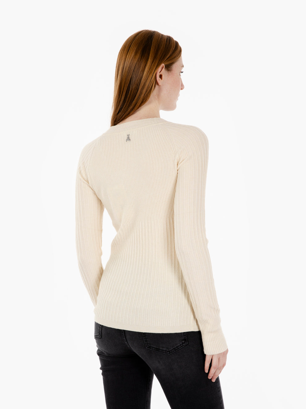 Maglia a coste wooly white