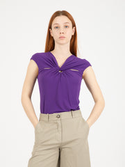 PATRIZIA PEPE - Maglia ad incrocio violet