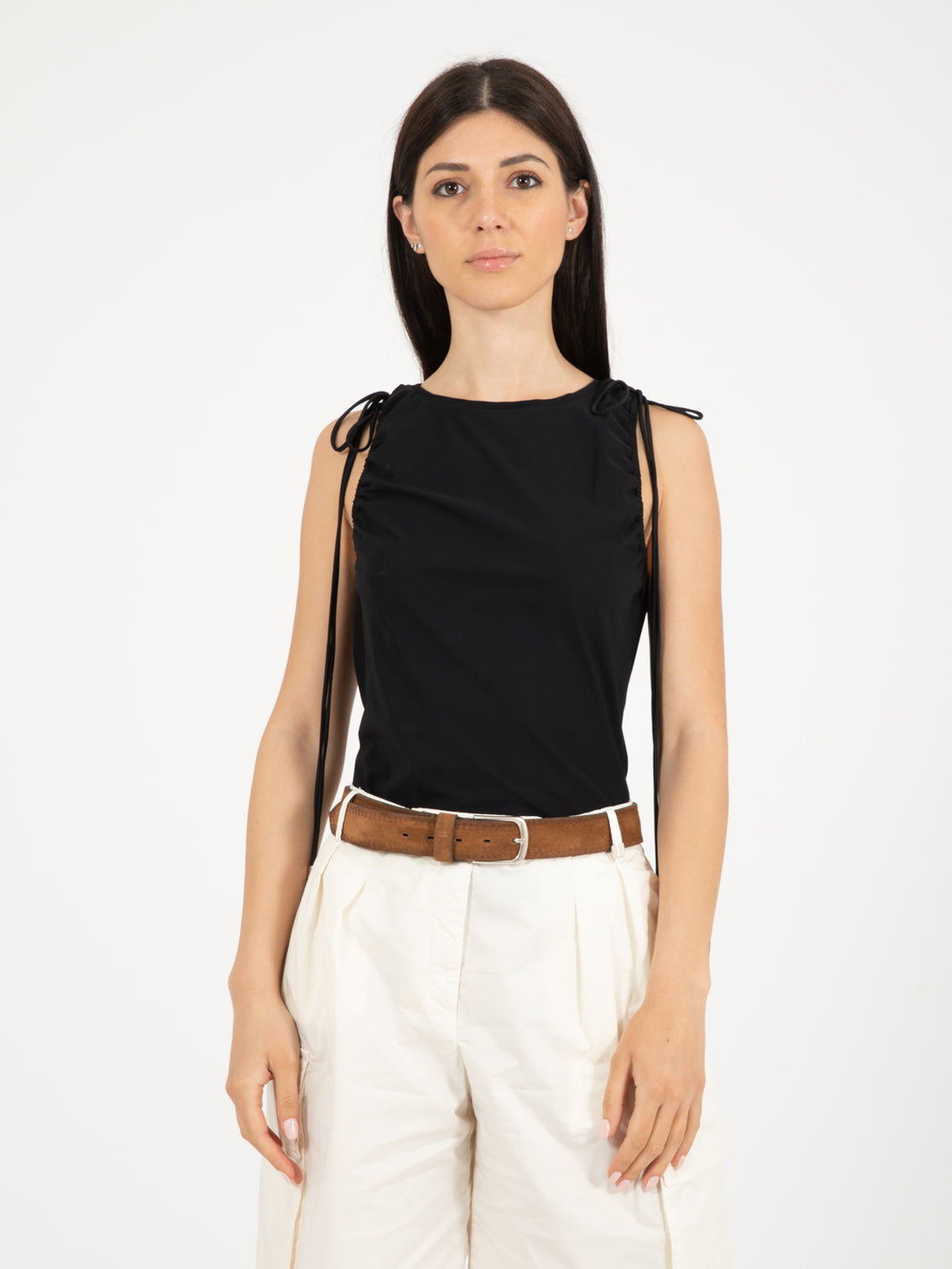 Maglia con coulisse nera