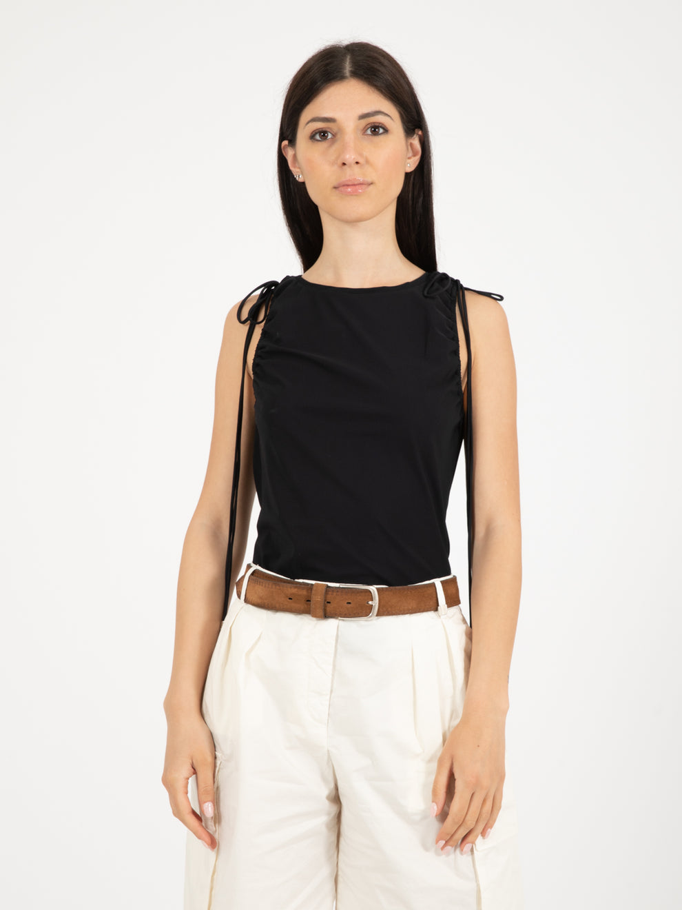 Maglia con coulisse nera