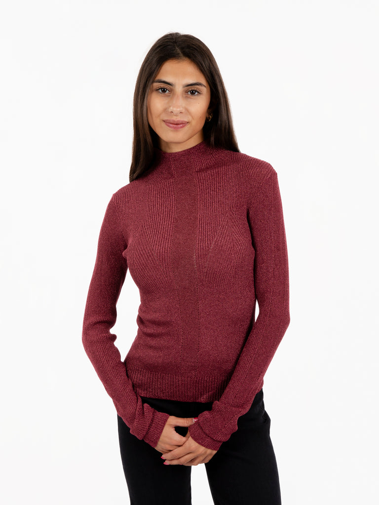 PATRIZIA PEPE - Maglia cropped lurex plum