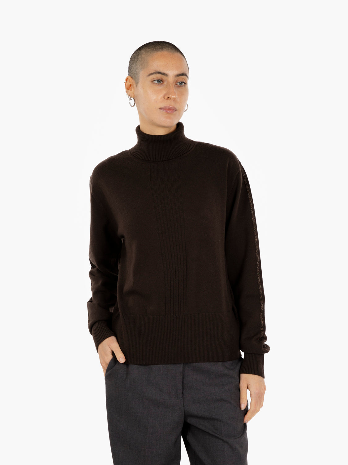 DEEP CHOCOLATE HIGH NECK SWEATER 2K0340/KM36_B856