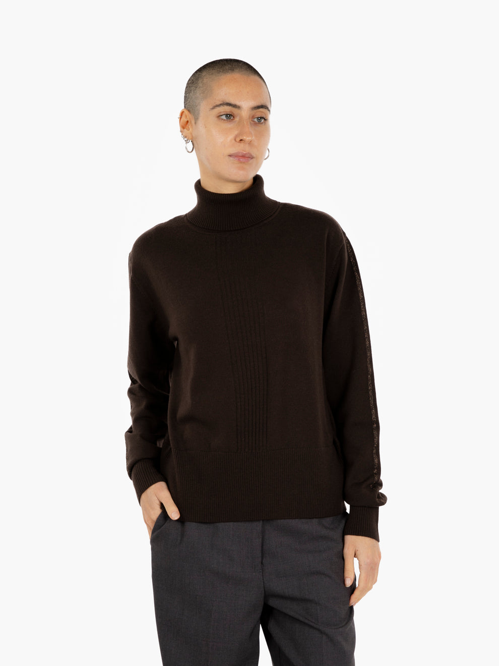 DEEP CHOCOLATE HIGH NECK SWEATER 2K0340/KM36_B856