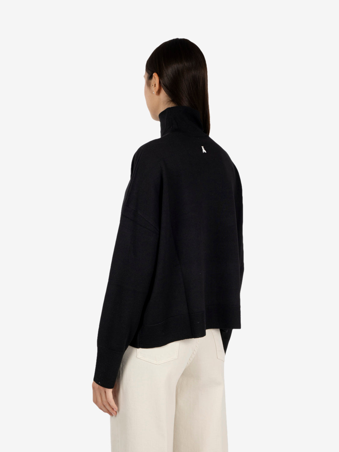Black turtleneck boxy sweater