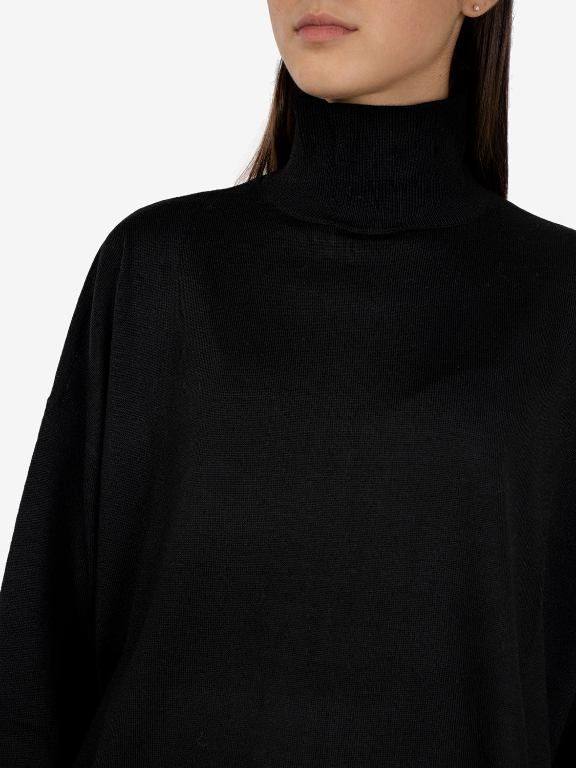 Black turtleneck boxy sweater