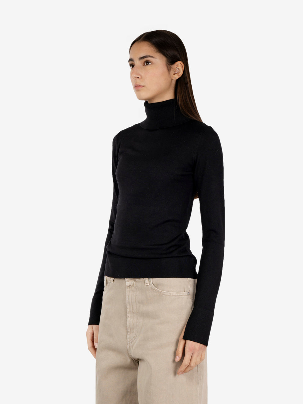 Maglione collo alto in lana nero