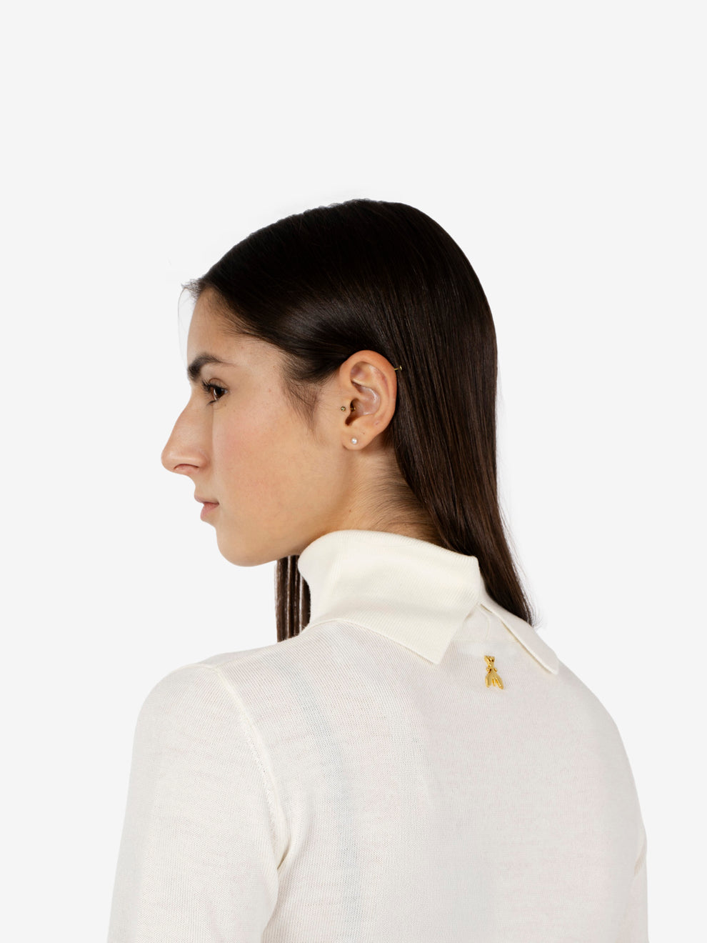 Maglione collo alto in lana vanilla ice