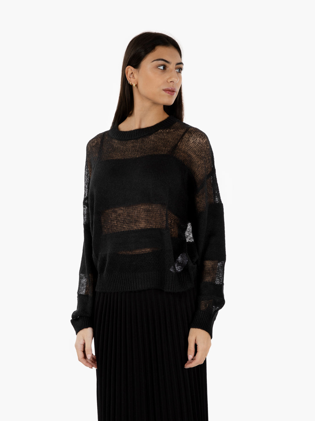 Black sweater with transparent bands