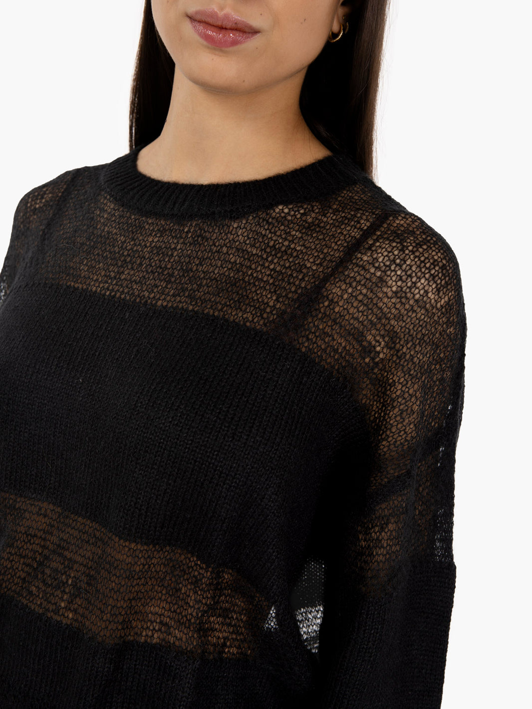 Black sweater with transparent bands