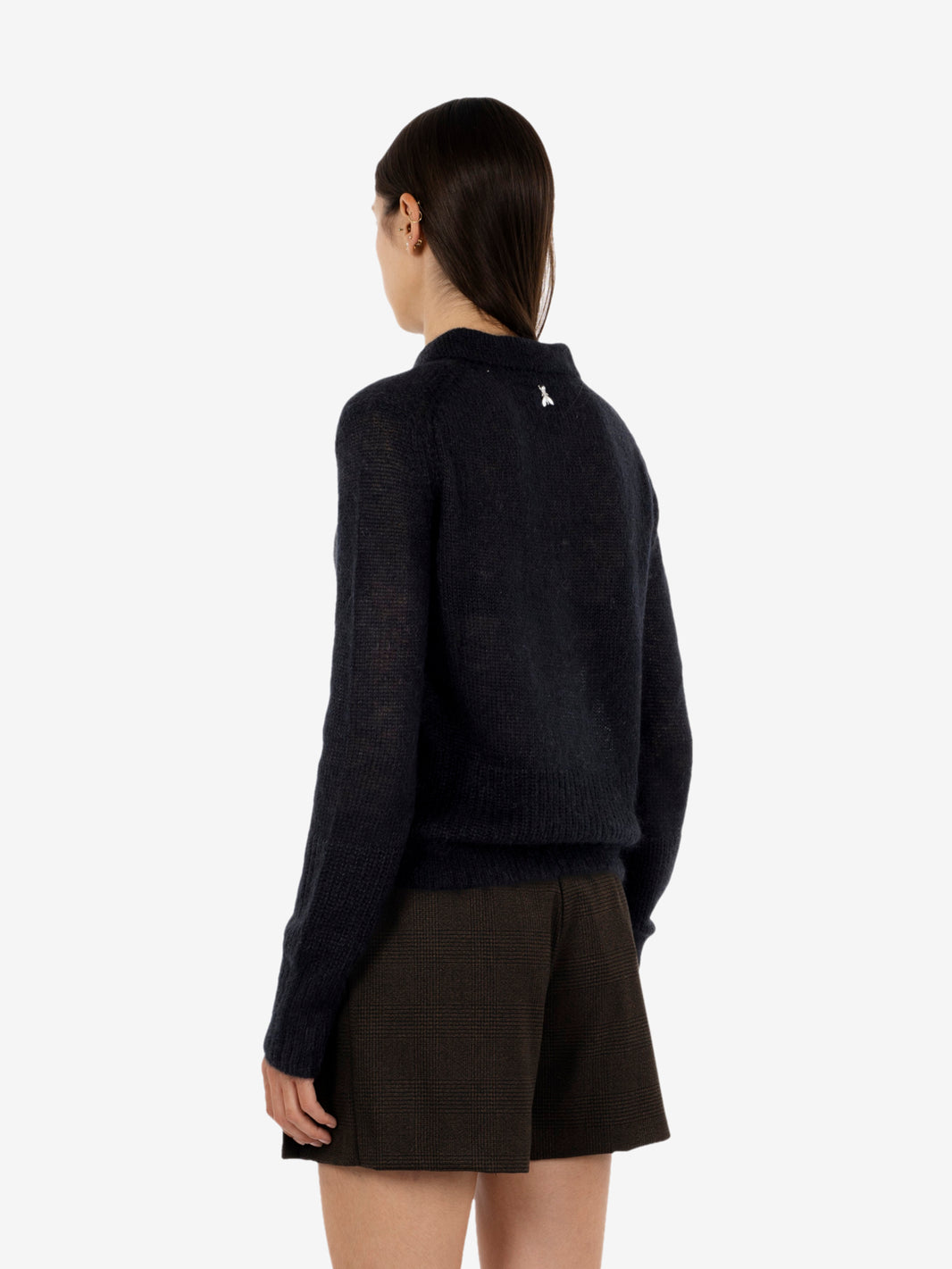 Black wool polo-style sweater