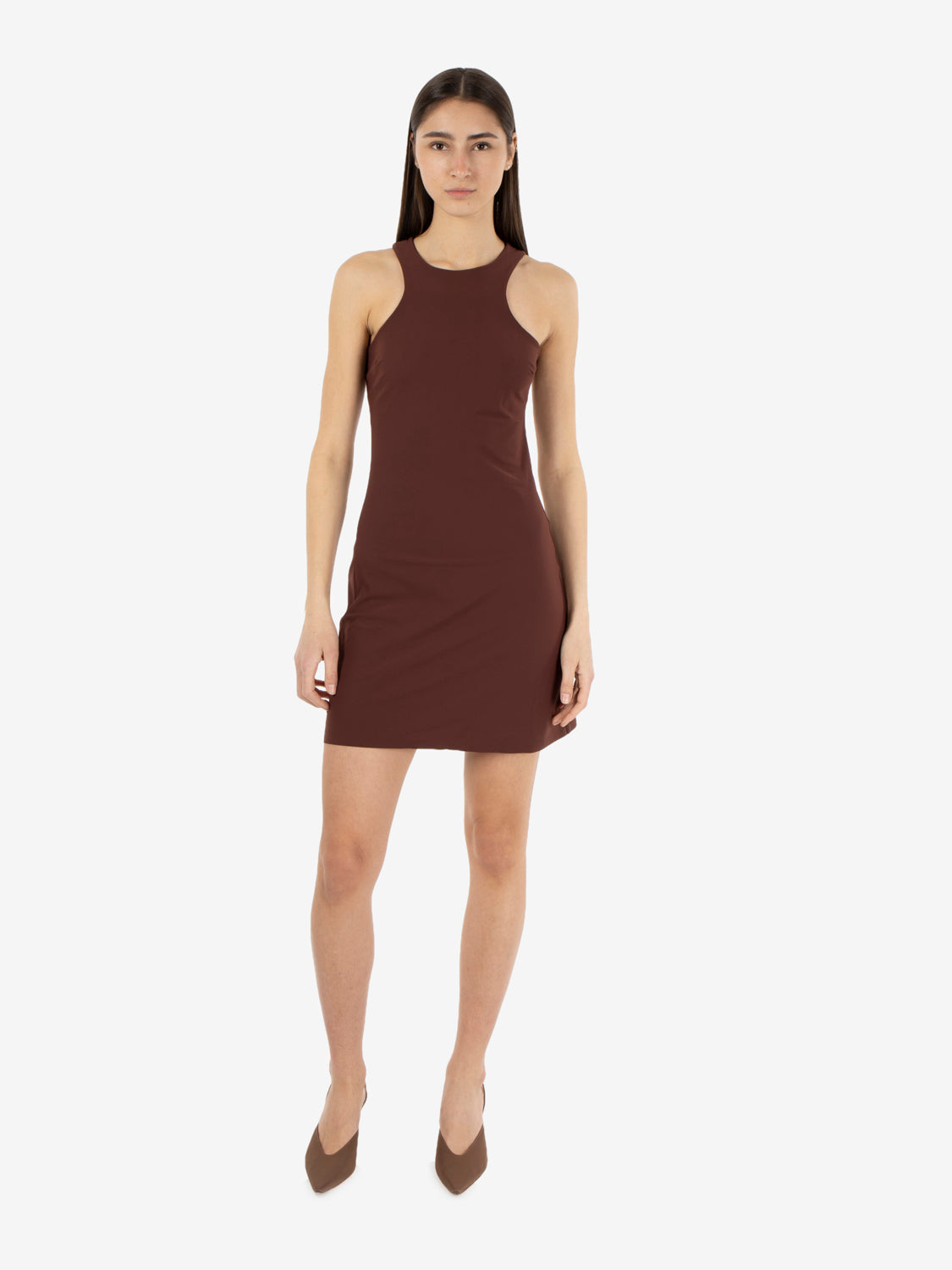 Mini abito stretch wood brown