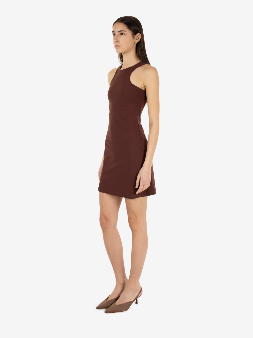 Mini abito stretch wood brown