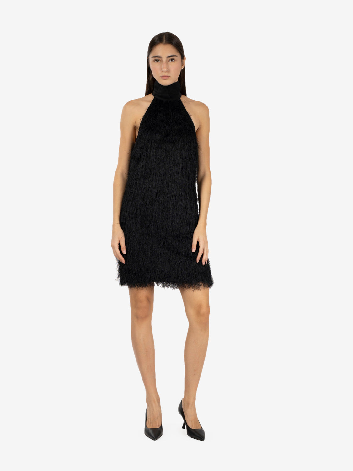Black fringed mini dress