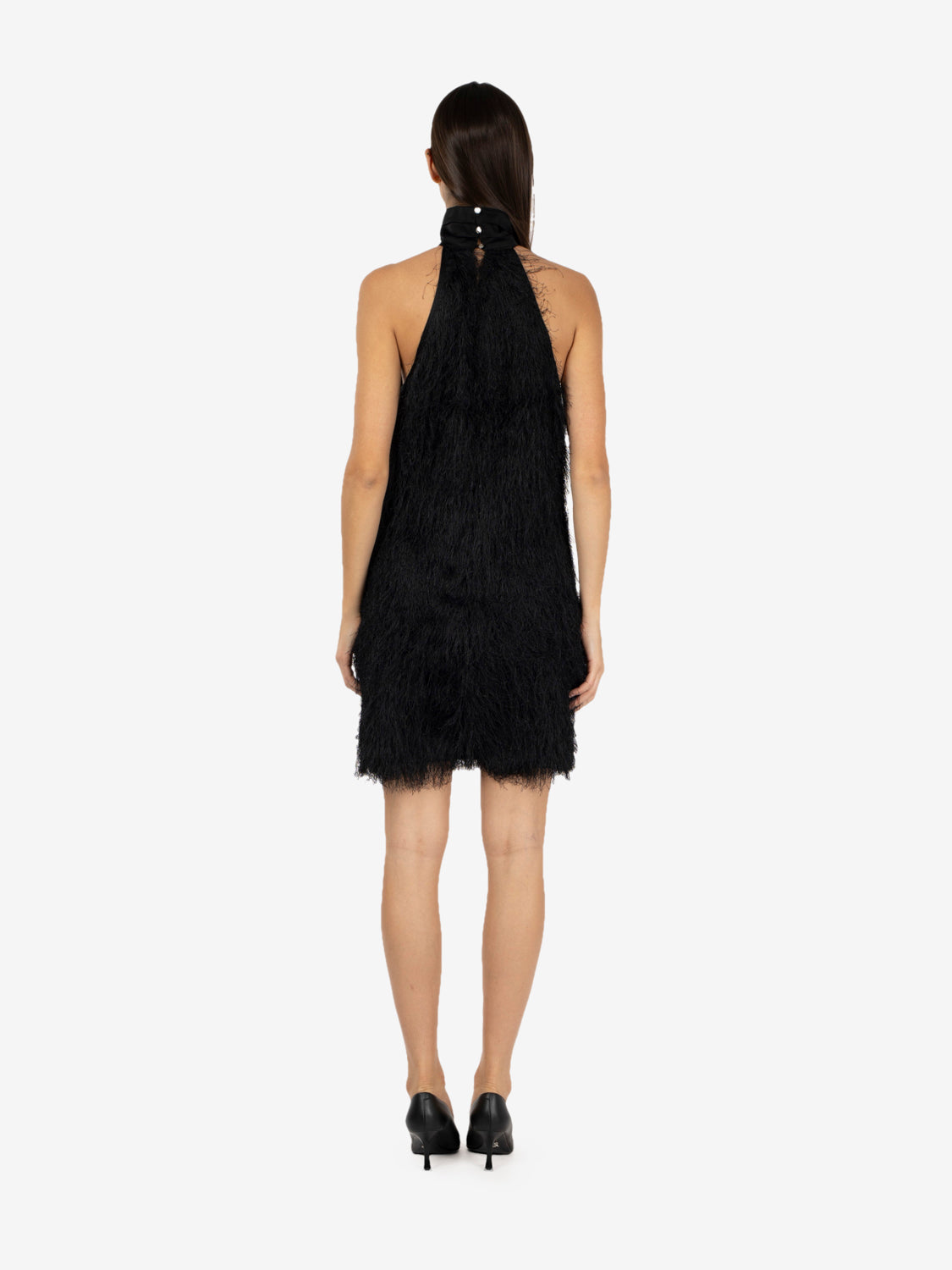 Black fringed mini dress
