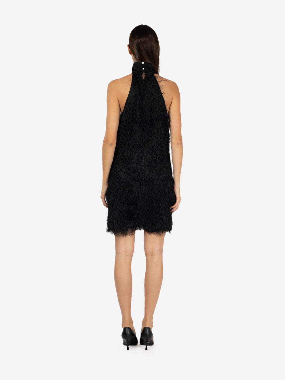 Black fringed mini dress
