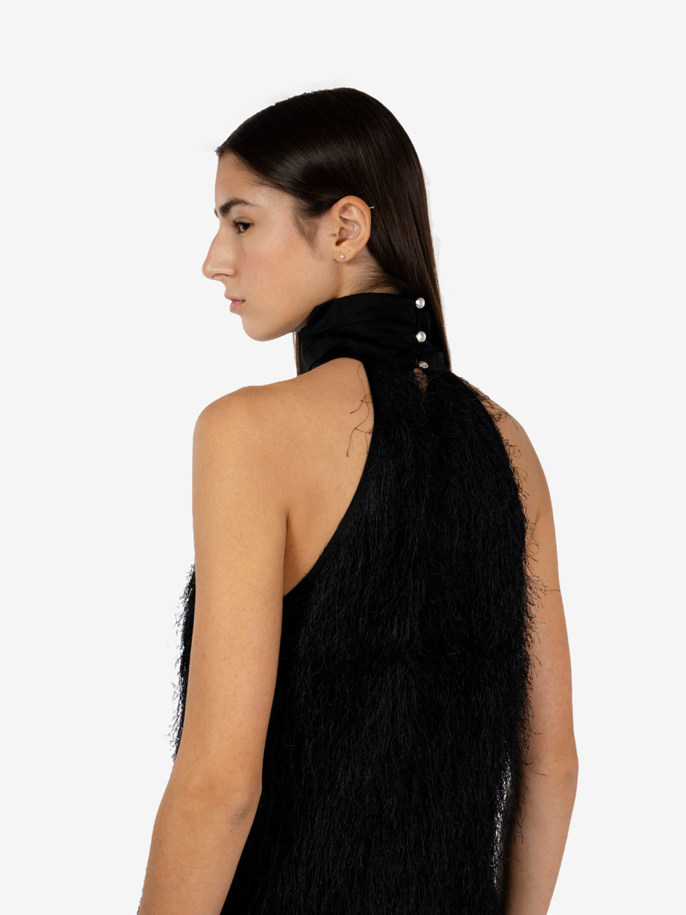 Black fringed mini dress