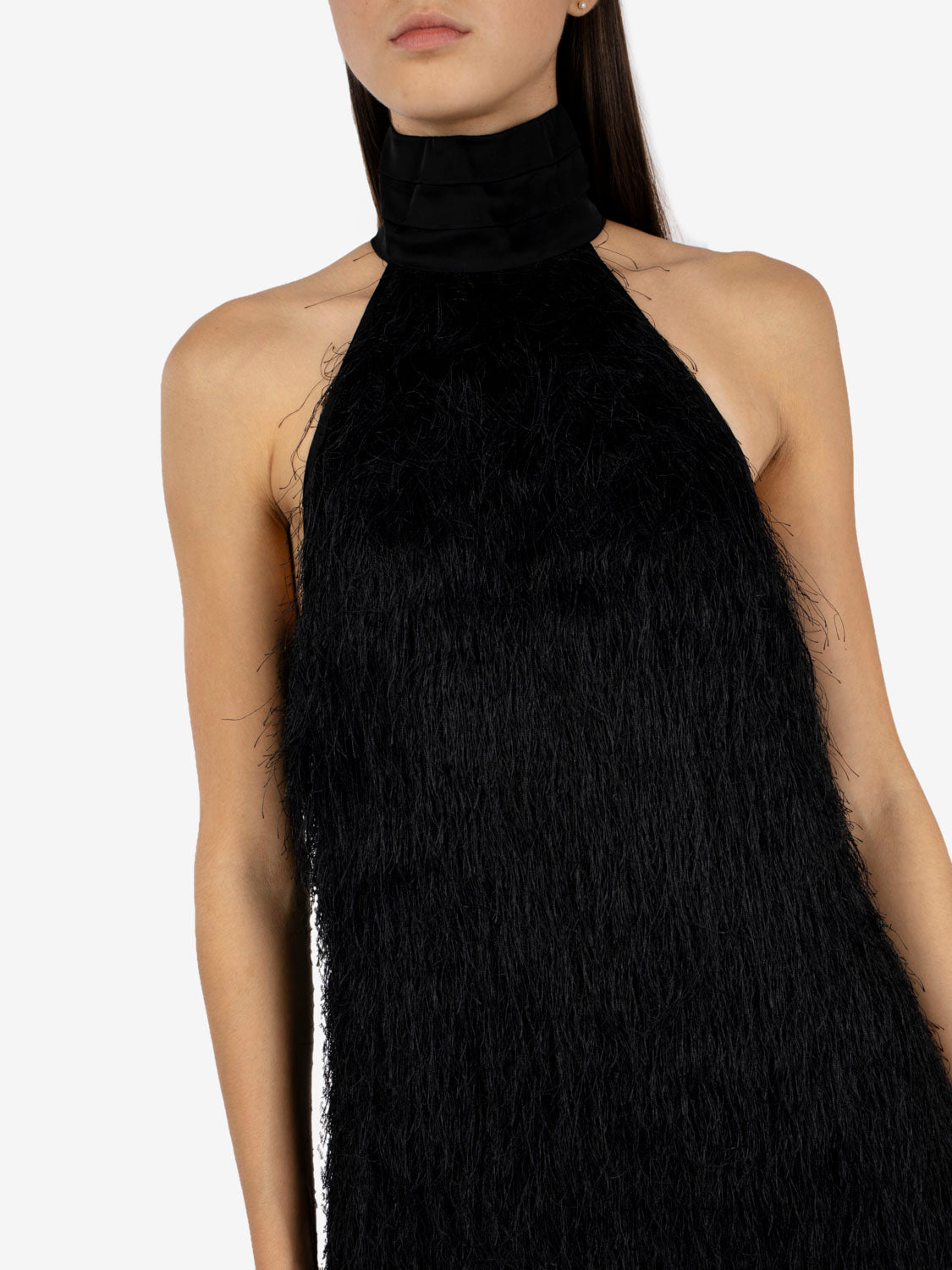 Black fringed mini dress