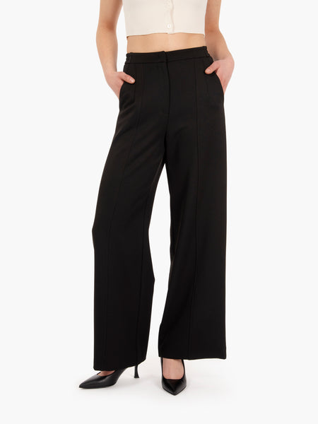 Pantalone palazzo con pinces nero