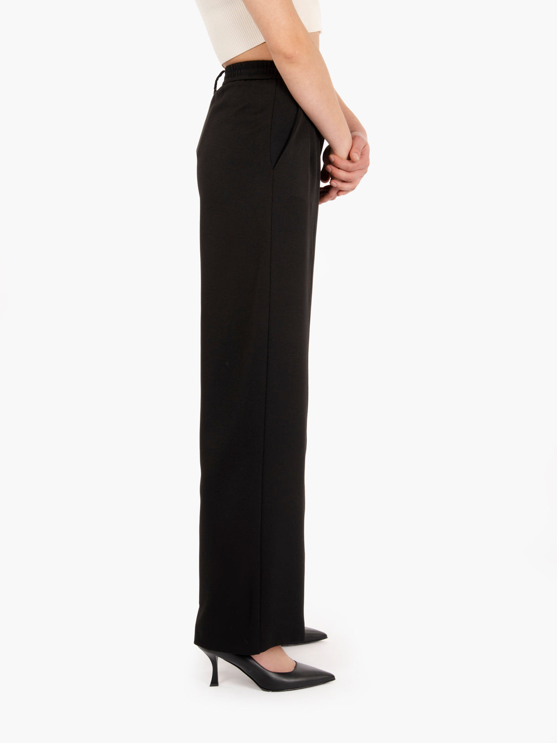 Pantalone palazzo con pinces nero