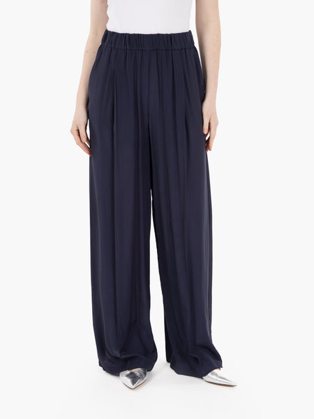 Pantalone palazzo in viscosa navy