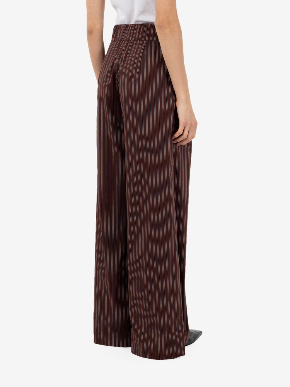 Pantalone popeline a righe wood brown