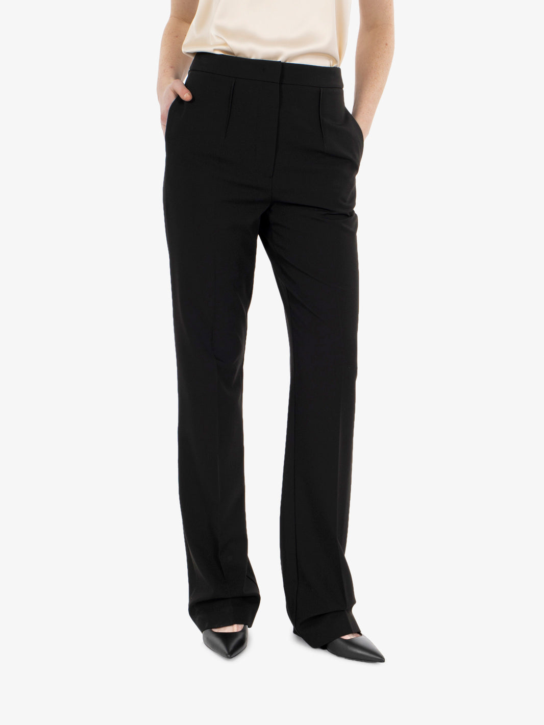 Black straight trousers
