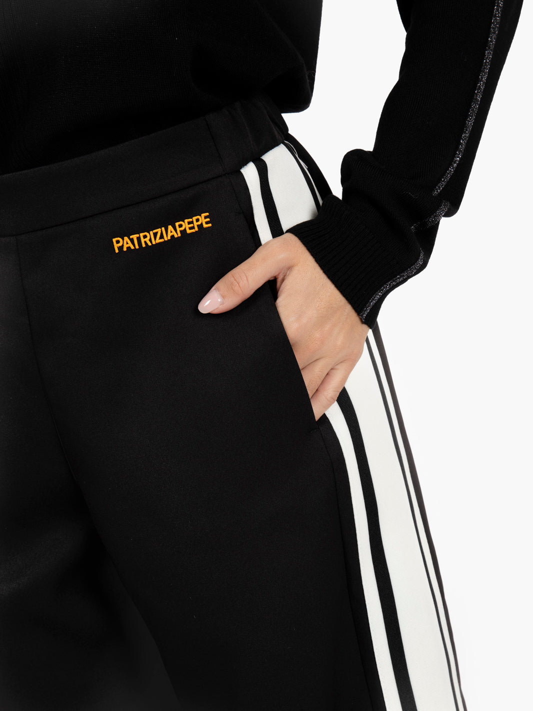 Pantaloni a palazzo con bande black / white