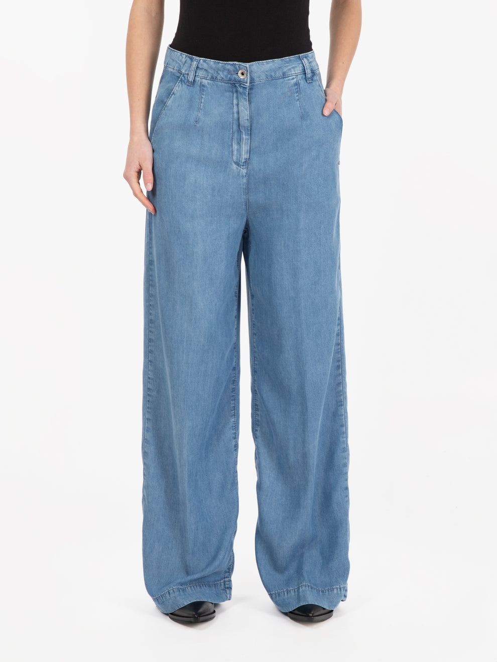 Palazzo pants in tencel blue wash